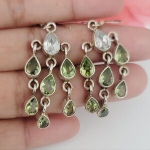 Vintage Peridot 925 STERLING SILVER  CHANDELIER Earrings